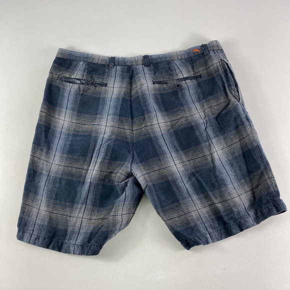 Tommy Bahama Bermuda Shorts Mens 40 Blue Linen Blend Plaid Island 9 Inseam - Picture 3 of 10
